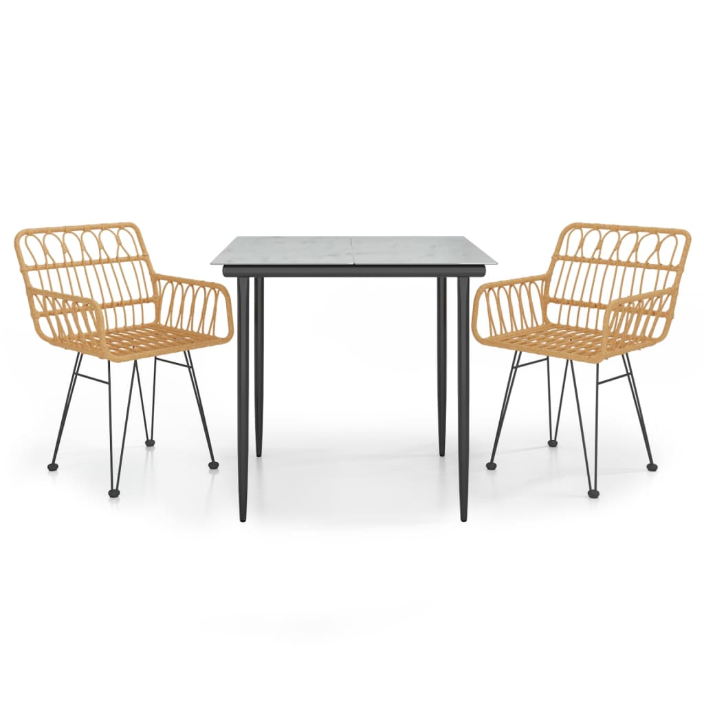 vidaXL Σετ Τραπεζαρίας Κήπου 3 Τεμαχίων από Συνθετικό Ρατάν