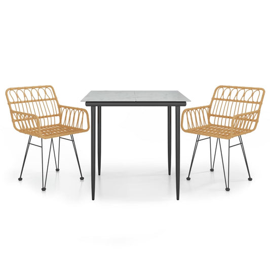 vidaXL Σετ Τραπεζαρίας Κήπου 3 Τεμαχίων από Συνθετικό Ρατάν