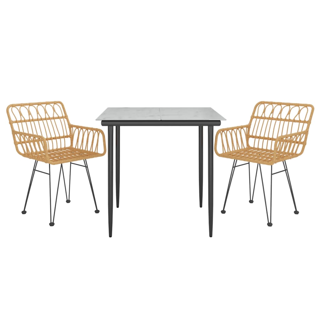 vidaXL Σετ Τραπεζαρίας Κήπου 3 Τεμαχίων από Συνθετικό Ρατάν