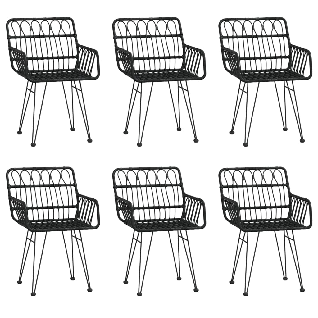 vidaXL Σετ Τραπεζαρίας Κήπου 7 Τεμαχίων Μαύρο από Συνθετικό Ρατάν