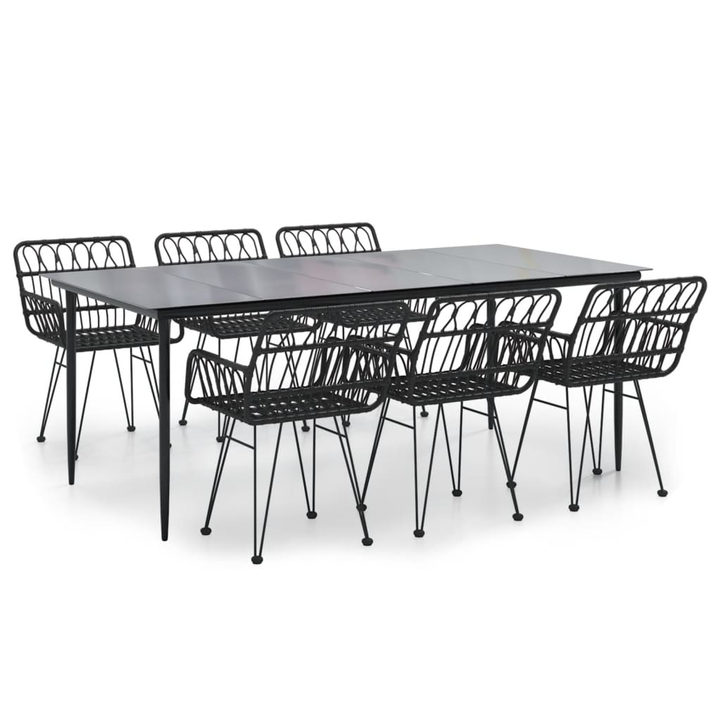 vidaXL Σετ Τραπεζαρίας Κήπου 7 Τεμαχίων Μαύρο από Συνθετικό Ρατάν