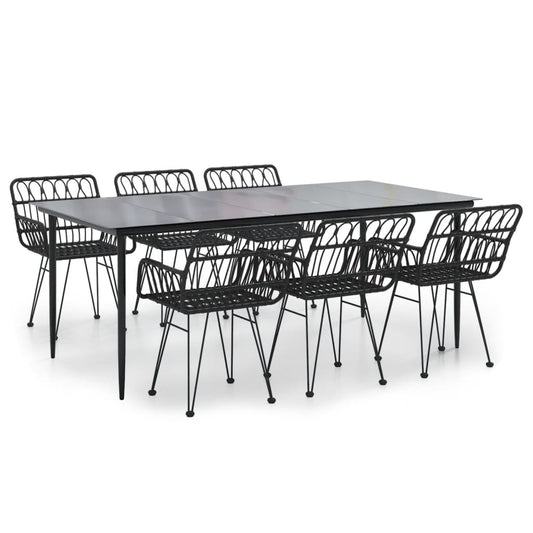 vidaXL Σετ Τραπεζαρίας Κήπου 7 Τεμαχίων Μαύρο από Συνθετικό Ρατάν