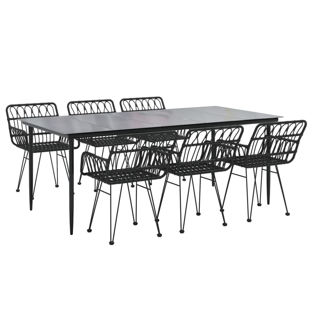 vidaXL Σετ Τραπεζαρίας Κήπου 7 Τεμαχίων Μαύρο από Συνθετικό Ρατάν