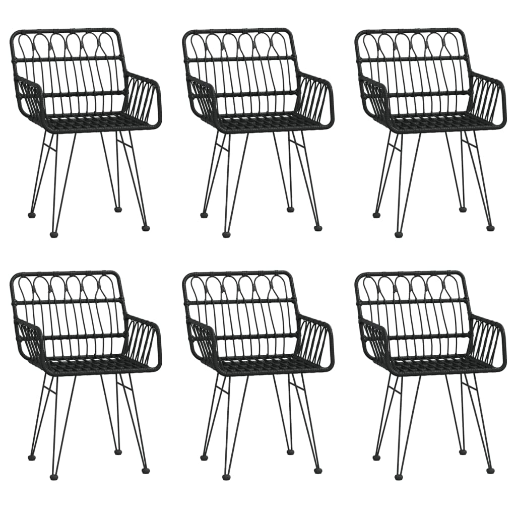 vidaXL Σετ Τραπεζαρίας Κήπου 7 Τεμαχίων Μαύρο από Συνθετικό Ρατάν