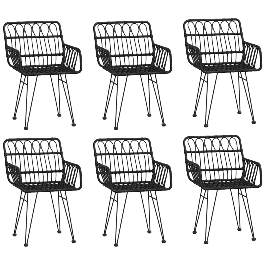 vidaXL Σετ Τραπεζαρίας Κήπου 7 Τεμαχίων Μαύρο από Συνθετικό Ρατάν