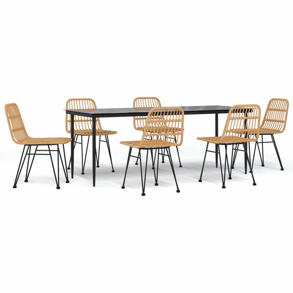 vidaXL Σετ Τραπεζαρίας Κήπου 7 Τεμαχίων από Συνθετικό Ρατάν