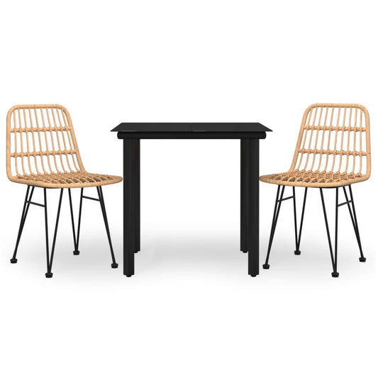 vidaXL Σετ Τραπεζαρίας Κήπου 3 Τεμαχίων από Συνθετικό Ρατάν