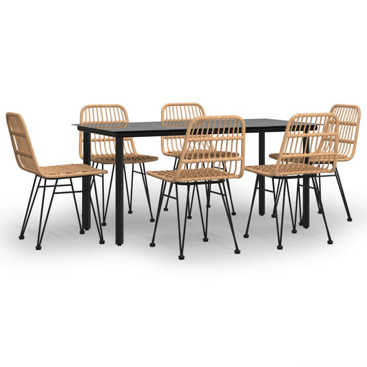 vidaXL Σετ Τραπεζαρίας Κήπου 7 Τεμαχίων από Συνθετικό Ρατάν