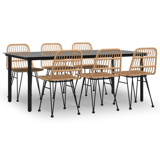 vidaXL Σετ Τραπεζαρίας Κήπου 7 Τεμαχίων από Συνθετικό Ρατάν