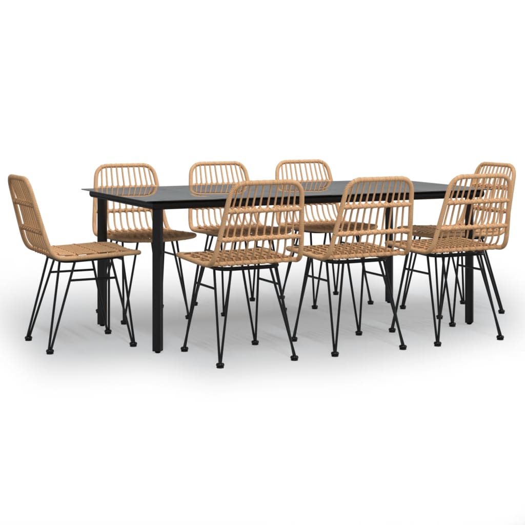 vidaXL Σετ Τραπεζαρίας Κήπου 9 Τεμαχίων από Συνθετικό Ρατάν