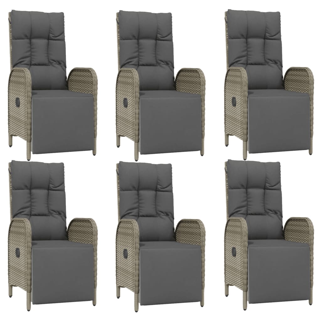 vidaXL Σετ Τραπεζαρίας Κήπου 7 τεμ. Γκρι Συνθ. Ρατάν με Μαξιλάρια