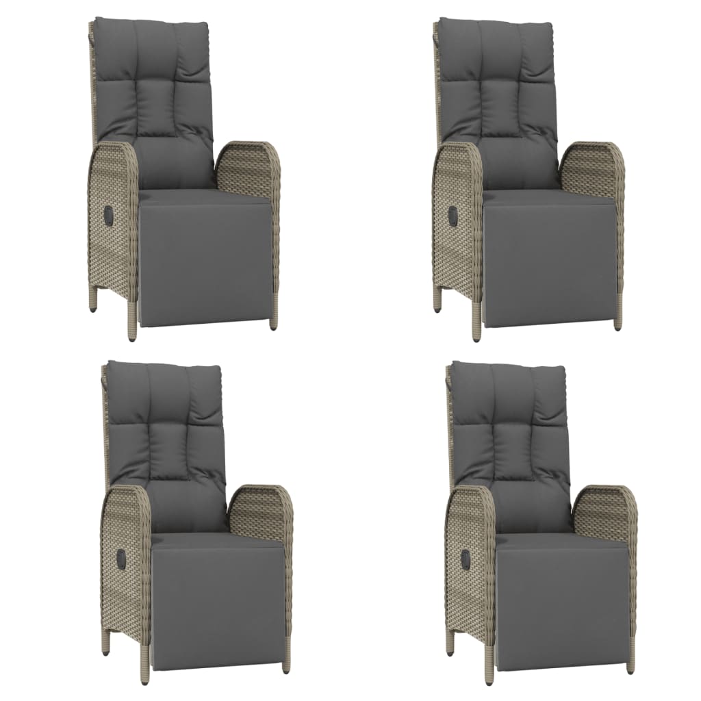 vidaXL Σετ Τραπεζαρίας Κήπου 5 τεμ. Γκρι Συνθ. Ρατάν με Μαξιλάρια