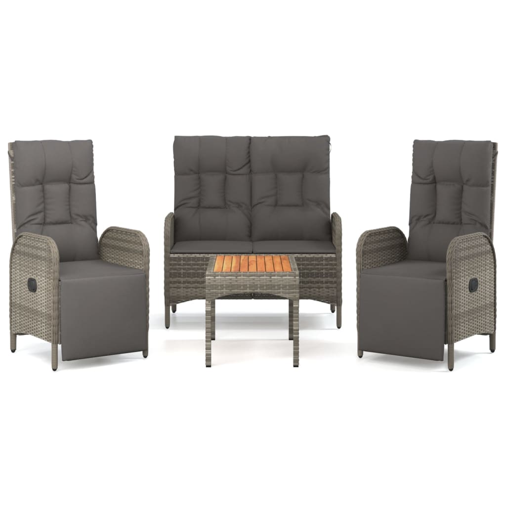 vidaXL Σετ Τραπεζαρίας Κήπου 4 τεμ. Γκρι Συνθετικό Ρατάν με Μαξιλάρια