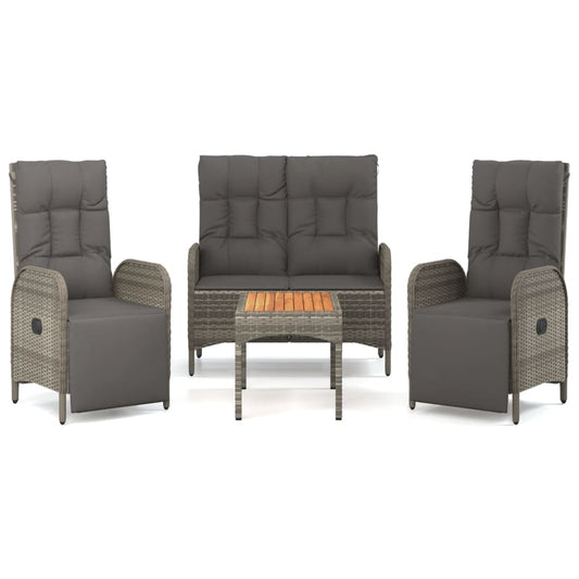 vidaXL Σετ Τραπεζαρίας Κήπου 4 τεμ. Γκρι Συνθετικό Ρατάν με Μαξιλάρια