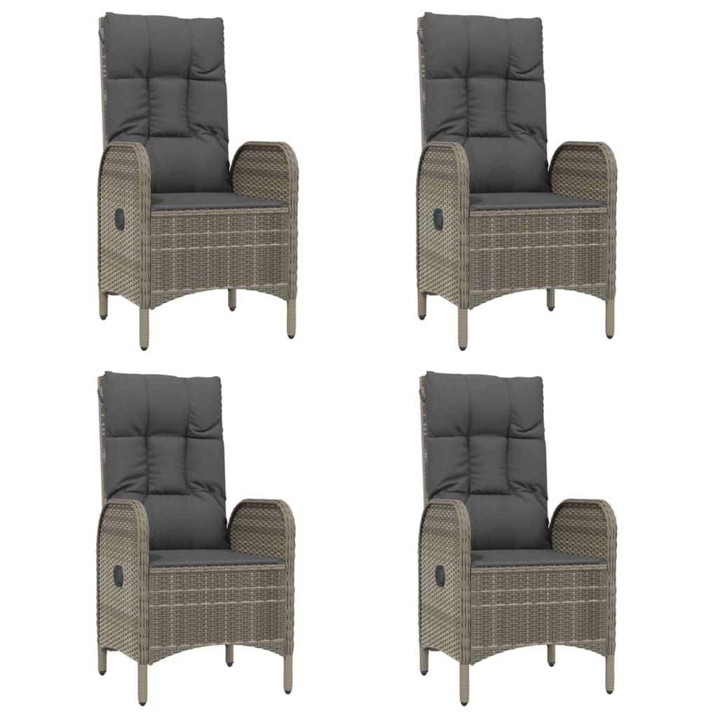 vidaXL Τραπεζαρία Κήπου Σετ 5 τεμ. Μαύρο&Γκρι Συνθ. Ρατάν με Μαξιλάρια