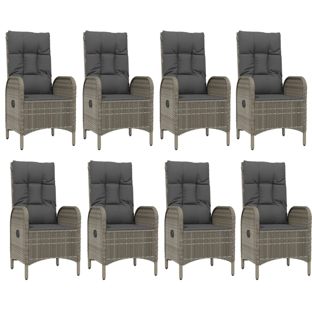 vidaXL Σετ Τραπεζαρίας Κήπου 9 τεμ Μαύρο&Γκρι Συνθ. Ρατάν με Μαξιλάρια