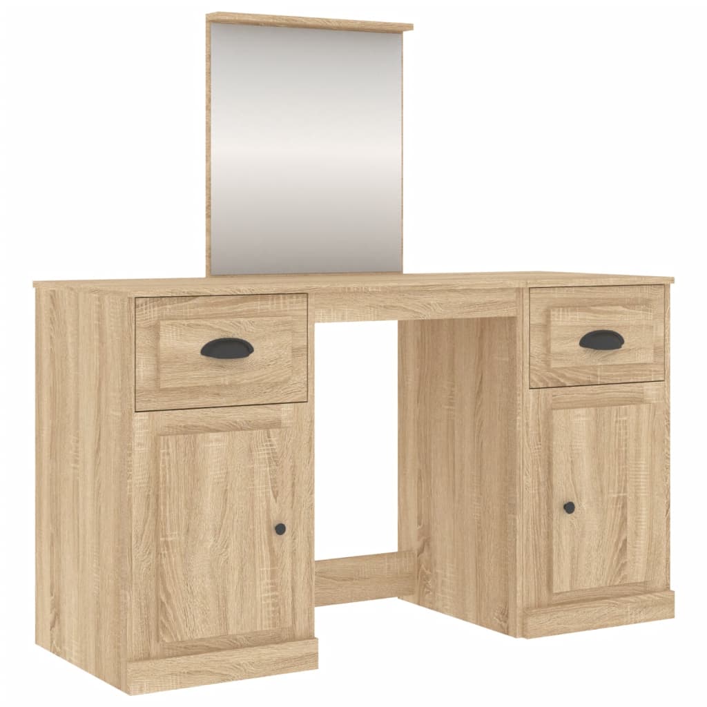vidaXL Μπουντουάρ με Καθρέφτη Sonoma Δρυς 130x50x132,5 εκ.