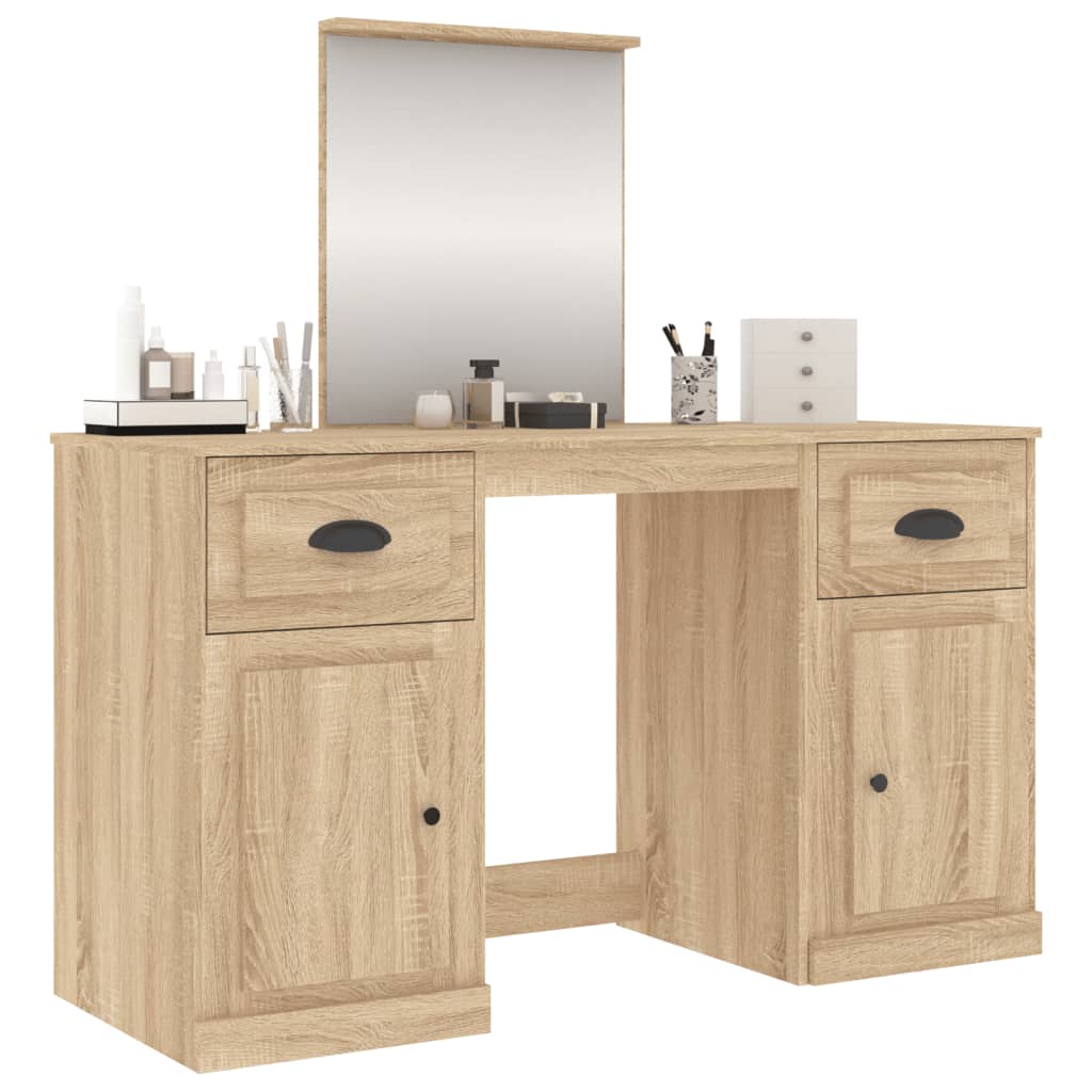 vidaXL Μπουντουάρ με Καθρέφτη Sonoma Δρυς 130x50x132,5 εκ.