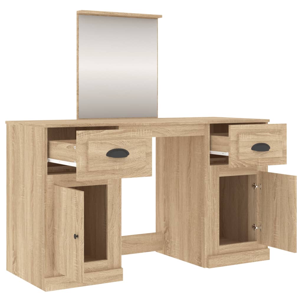 vidaXL Μπουντουάρ με Καθρέφτη Sonoma Δρυς 130x50x132,5 εκ.