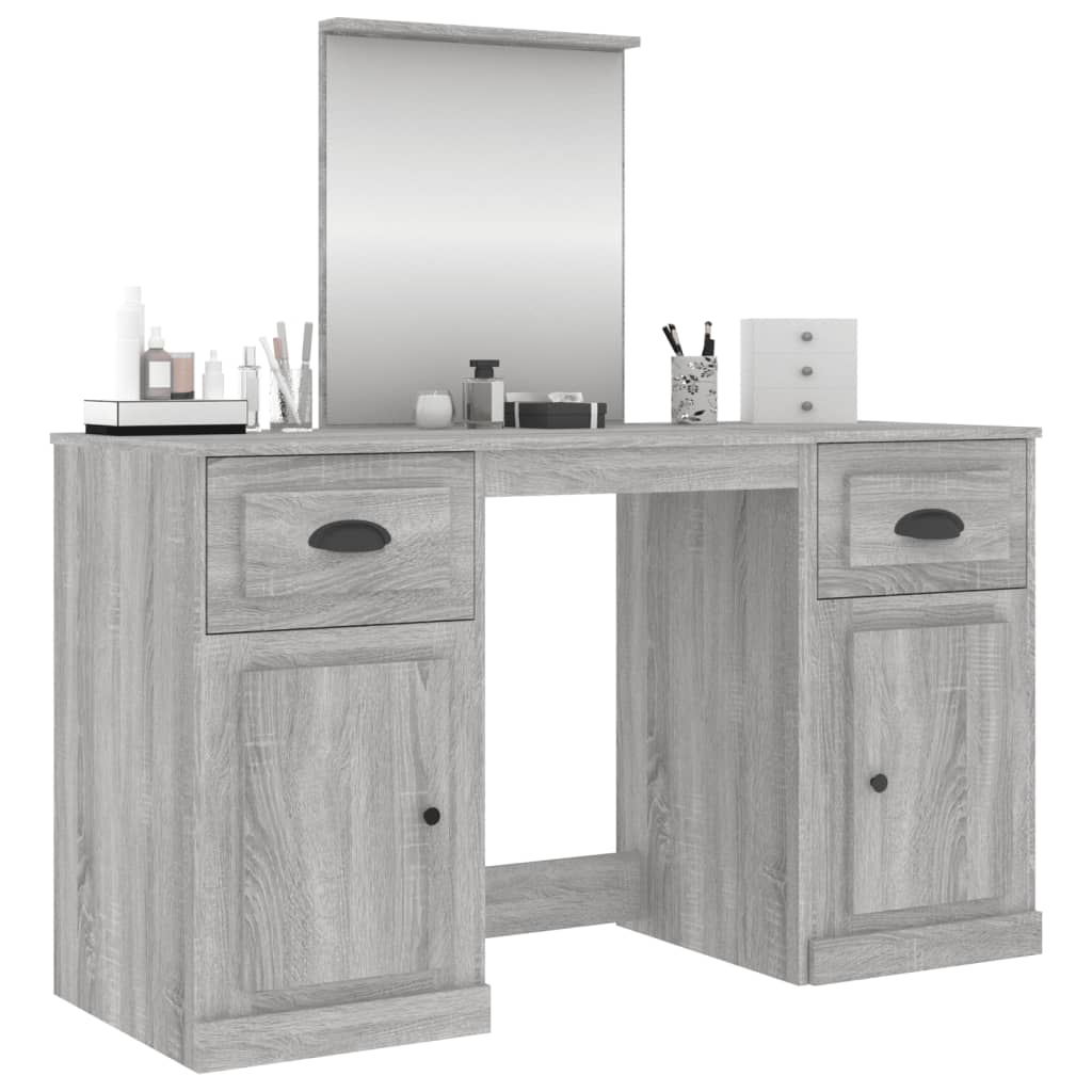 vidaXL Μπουντουάρ με Καθρέφτη Γκρι Sonoma 130x50x132,5 εκ.