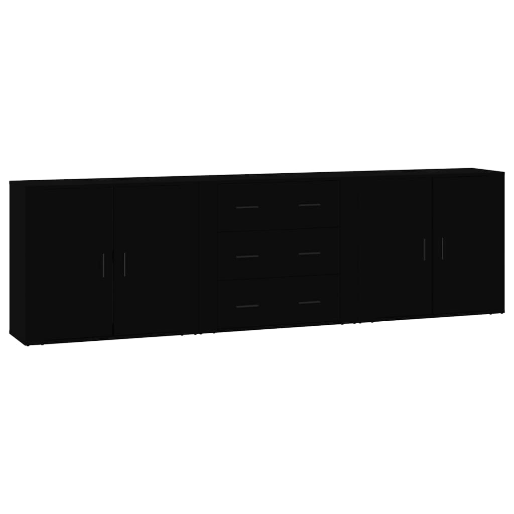 vidaXL Ντουλάπι 3 τεμ. Μαύρο από Επεξεργασμένο Ξύλο