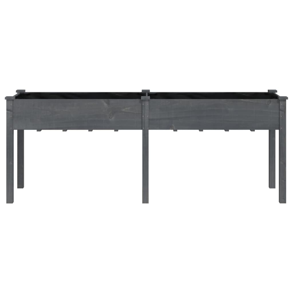 vidaXL Γλάστρα με Επένδυση Γκρι 203x53x76 εκ. από Μασίφ Ξύλο Ελάτης