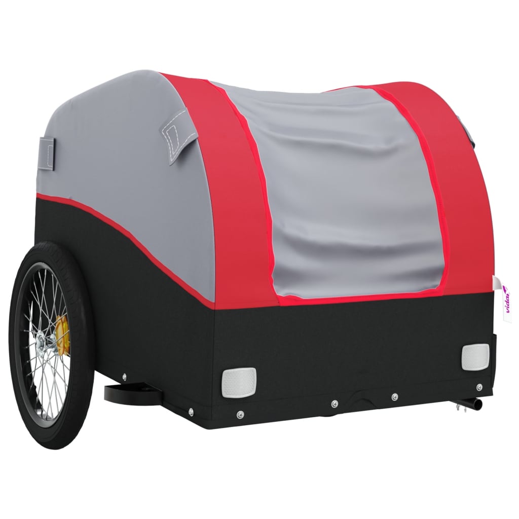 vidaXL Τρέιλερ Ποδηλάτου Μαύρο και Κόκκινο 45 Κιλά από Σίδερο