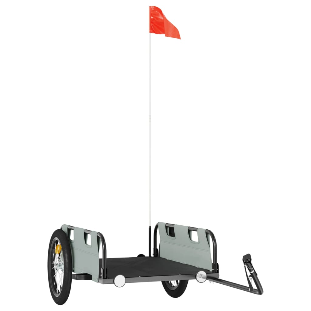 vidaXL Τρέιλερ Ποδηλάτου Κατοικίδιων Γκρι Ύφασμα Oxford/Σίδηρος