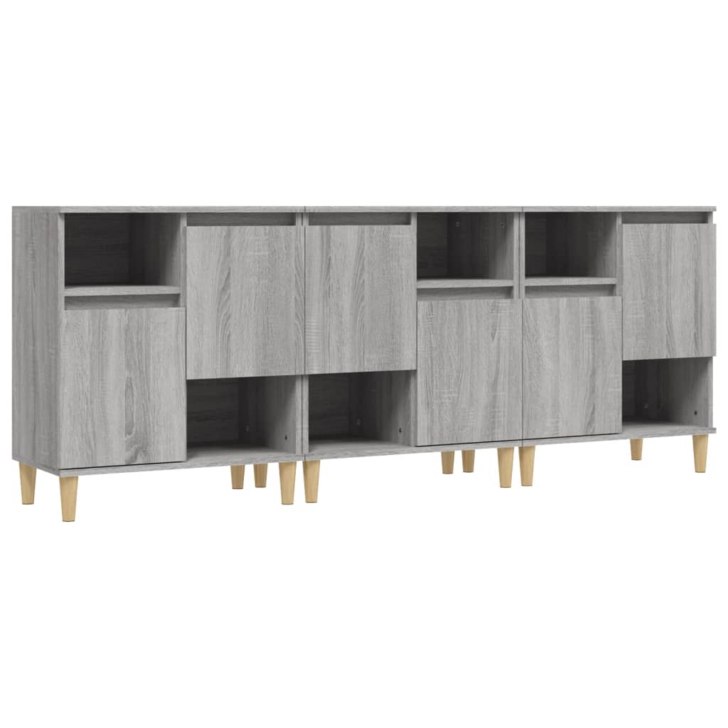 vidaXL Ντουλάπι 3 τεμ. Γκρι Sonoma 60x35x70 εκ. από Επεξεργασμένο Ξύλο