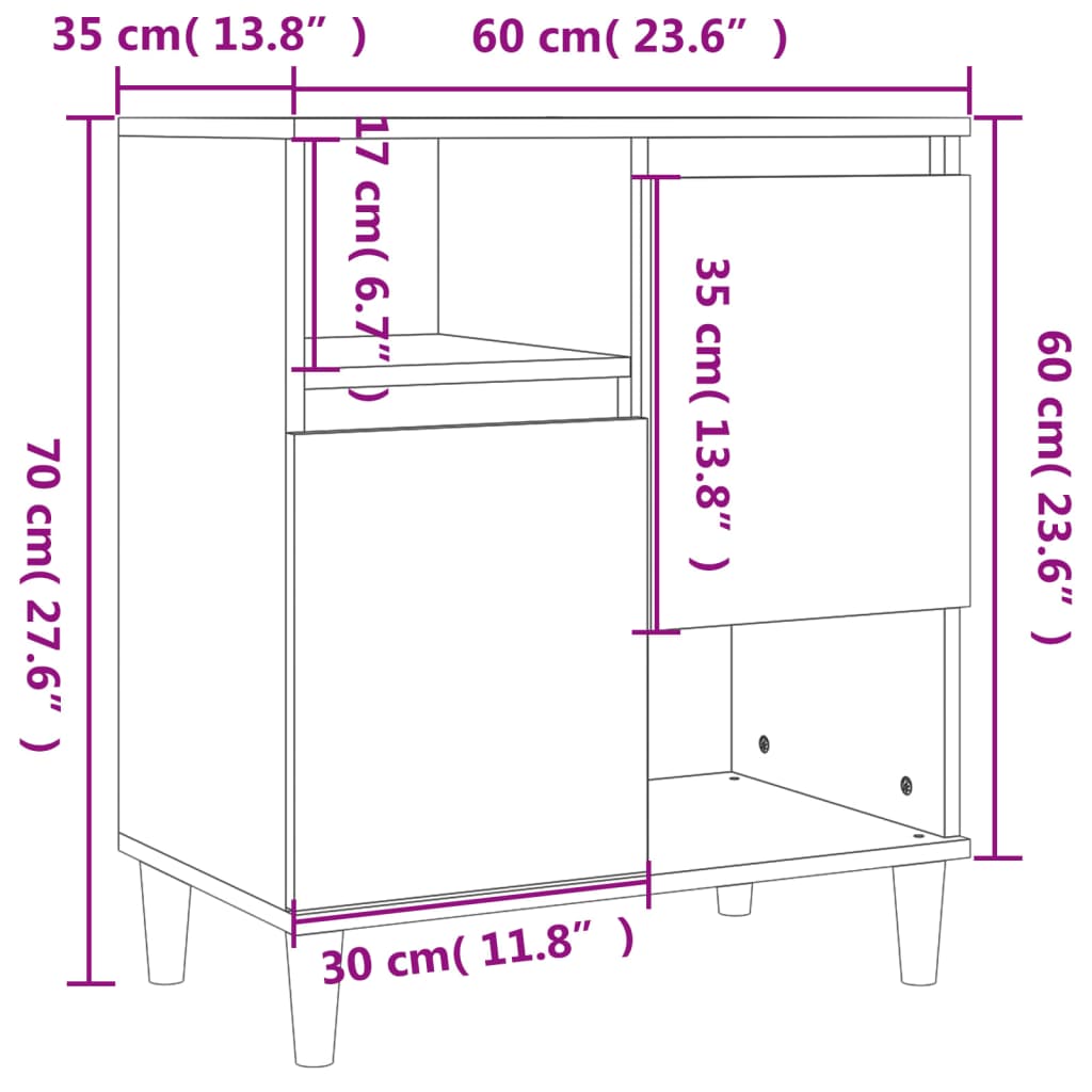vidaXL Ντουλάπι 3 τεμ. Γκρι Sonoma 60x35x70 εκ. από Επεξεργασμένο Ξύλο