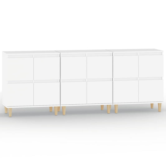 vidaXL Ντουλάπια 3 τεμ. Λευκό 60x35x70 εκ. Επεξεργασμένο Ξύλο