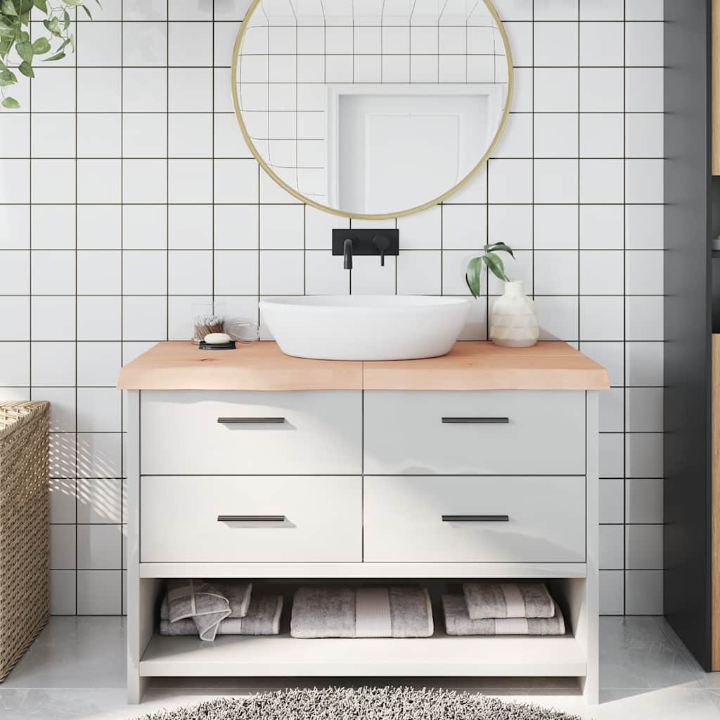 vidaXL Πάγκος Μπάνιου 120 x 50 x (2-6) εκ. από Ακατέργαστο Μασίφ Ξύλο