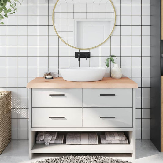 vidaXL Πάγκος Μπάνιου 120 x 50 x (2-6) εκ. από Ακατέργαστο Μασίφ Ξύλο