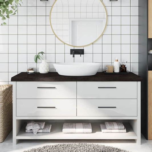 vidaXL Πάγκος Μπάνιου Σκούρο Καφέ 160x60x(2-6) εκ. Επεξεργ. Μασίφ Ξύλο