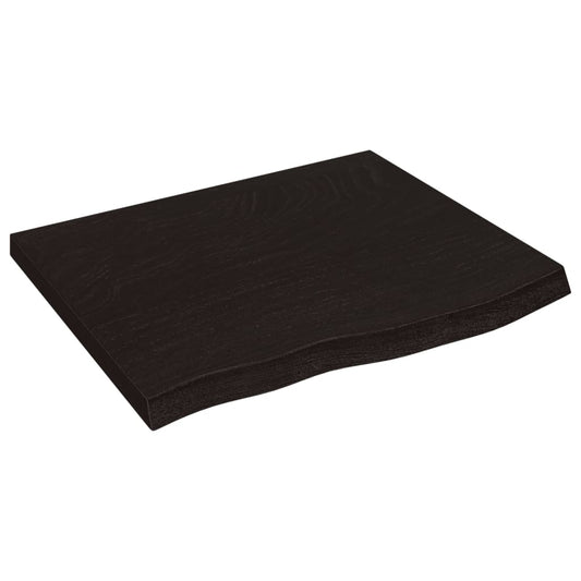 vidaXL Επιφάνεια Τραπεζιού Σκούρο Καφέ 60x50x(2-4)εκ Επεξ. Μασίφ Δρυς