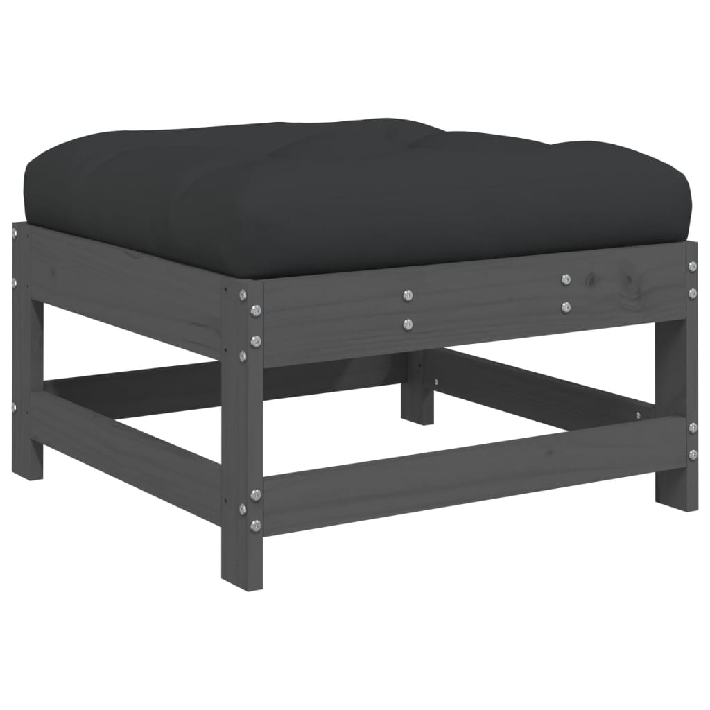 vidaXL Σαλόνι Κήπου Σετ 7 Τεμαχίων Γκρι από Μασίφ Ξύλο με Μαξιλάρια