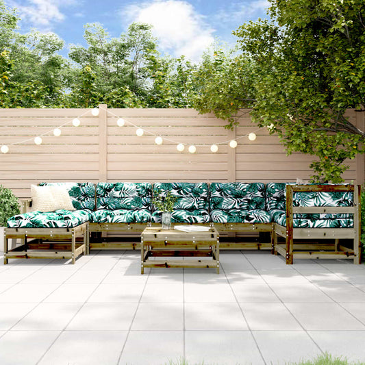 vidaXL Σαλόνι Κήπου Σετ 8 τεμ από Εμποτισμένο Ξύλο Πεύκου με Μαξιλάρια