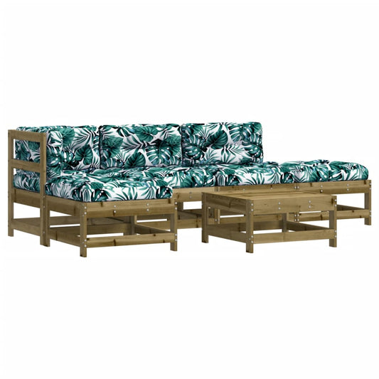vidaXL Σαλόνι Κήπου Σετ 6 τεμ από Εμποτισμένο Ξύλο Πεύκου με Μαξιλάρια