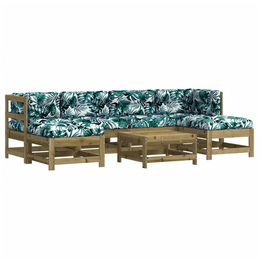 vidaXL Σαλόνι Κήπου Σετ 7 τεμ από Εμποτισμένο Ξύλο Πεύκου με Μαξιλάρια