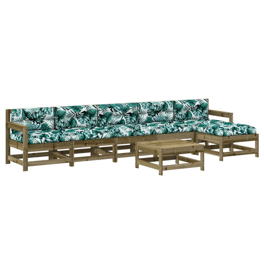 vidaXL Σαλόνι Κήπου Σετ 7 τεμ από Εμποτισμένο Ξύλο Πεύκου με Μαξιλάρια