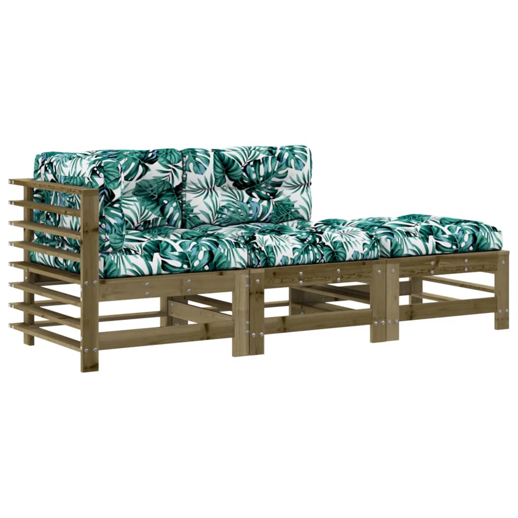 vidaXL Σαλόνι Κήπου Σετ 3 τεμ με Μαξιλάρια από Εμποτισμένο Ξύλο Πεύκου