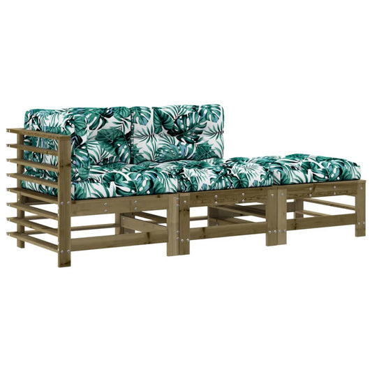 vidaXL Σαλόνι Κήπου Σετ 3 τεμ με Μαξιλάρια από Εμποτισμένο Ξύλο Πεύκου