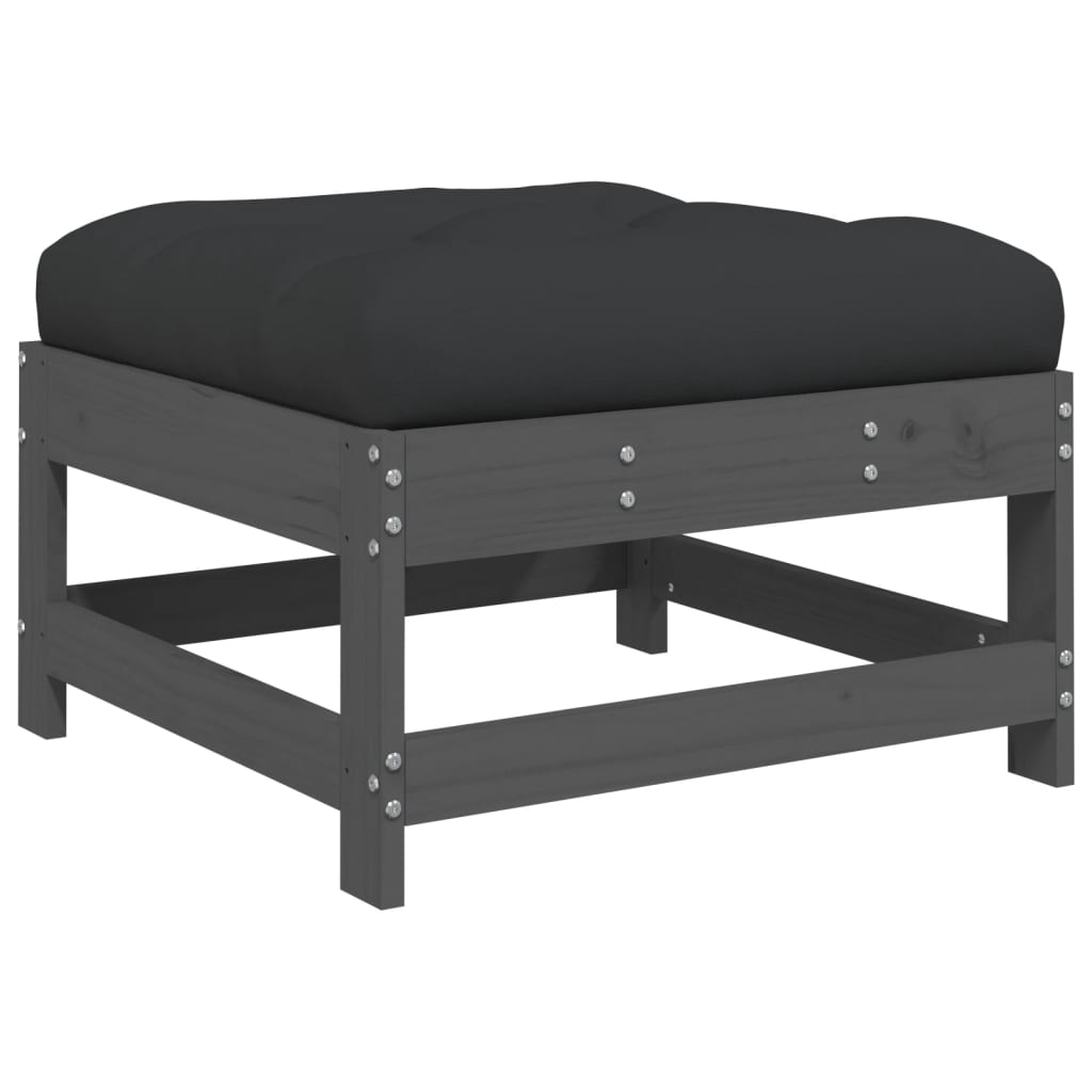 vidaXL Σαλόνι Κήπου Σετ 5 Τεμαχίων Γκρι από Μασίφ Ξύλο με Μαξιλάρια