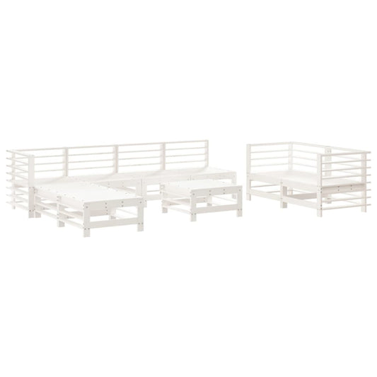 vidaXL Σαλόνι Κήπου Σετ 9 Τεμαχίων Λευκό από Μασίφ Ξύλο Πεύκου