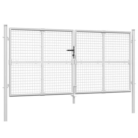 vidaXL Πόρτα Κήπου με Διχτυωτό Ασημί 300x125 εκ. από Γαλβανισμένο Ατσάλι