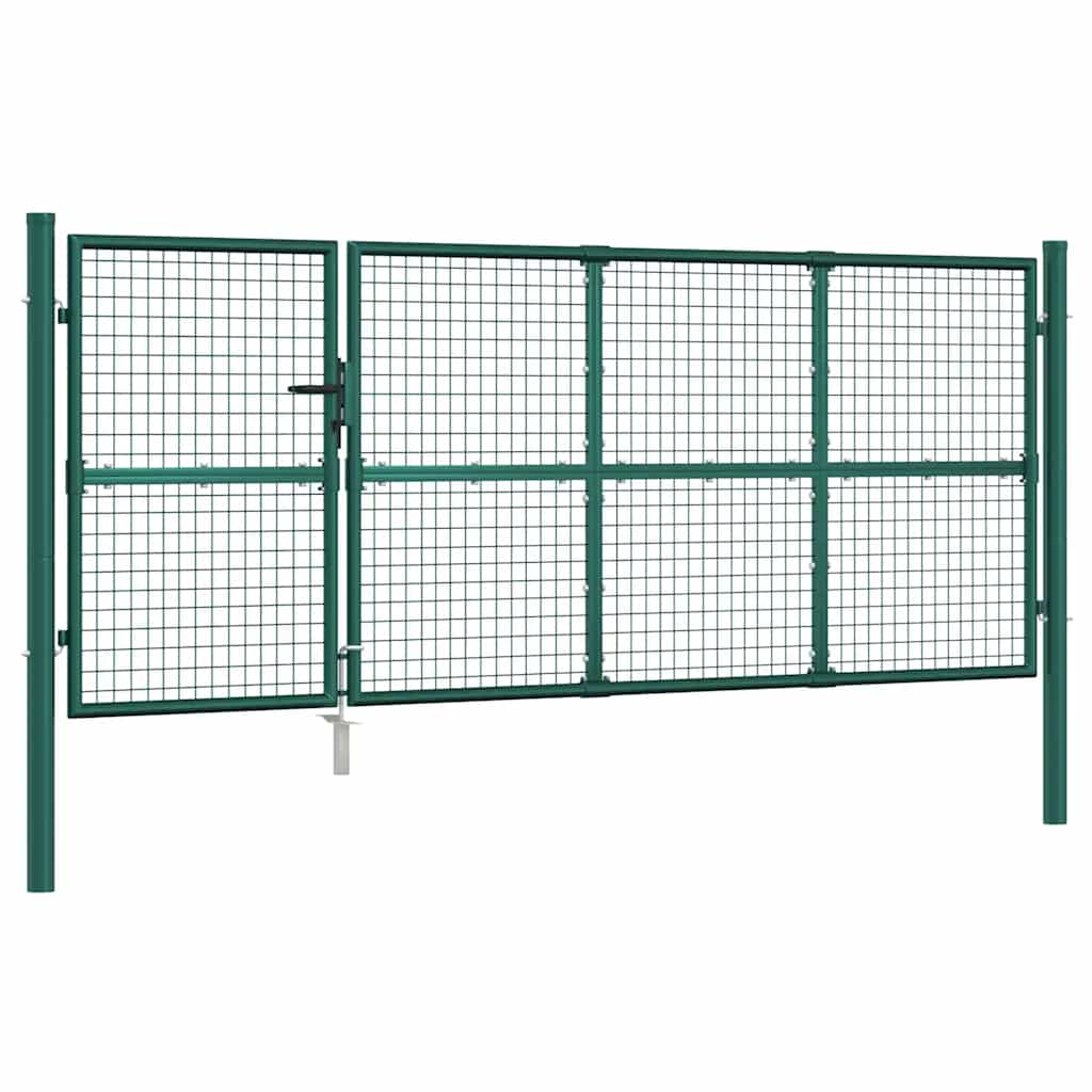 vidaXL Πόρτα Κήπου με Διχτυωτό Υλικό Πράσινο 350x125 εκ. από Γαλβανισμένο Ατσάλι