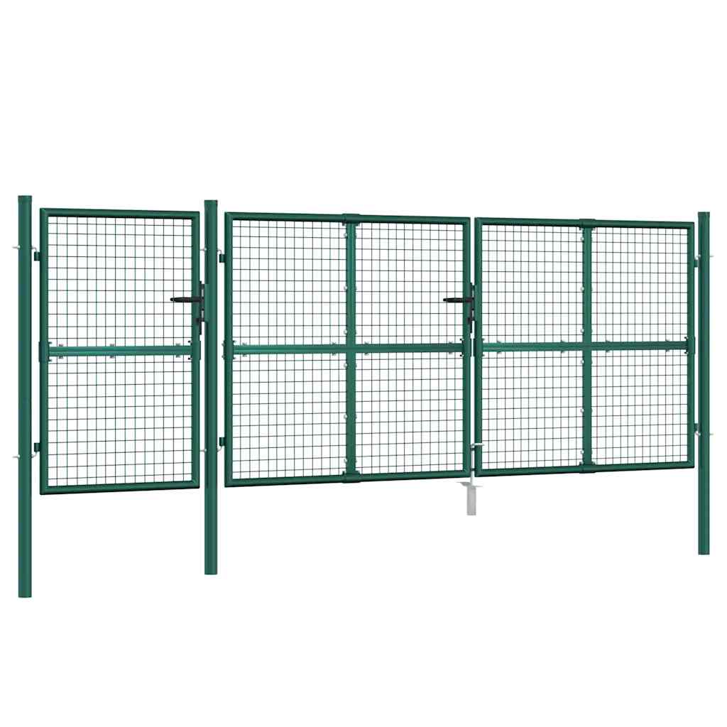 vidaXL Πόρτα Κήπου με Διχτυωτό Υλικό Πράσινο 400x125 εκ. από Γαλβανισμένο Ατσάλι