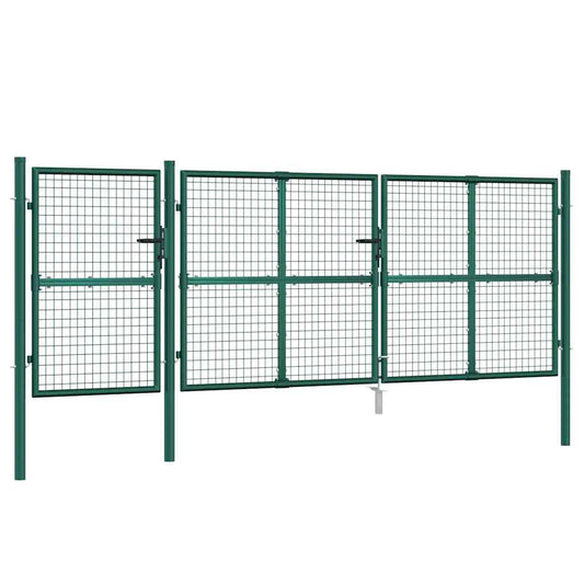 vidaXL Πόρτα Κήπου με Διχτυωτό Υλικό Πράσινο 400x125 εκ. από Γαλβανισμένο Ατσάλι