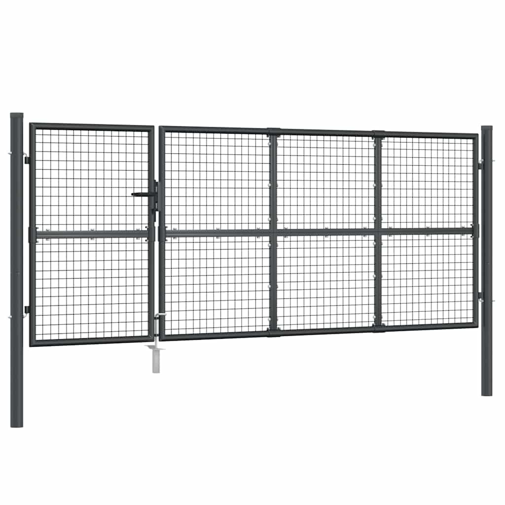 vidaXL Πόρτα Κήπου με Διχτυωτό Υλικό Ανθρακί 350x125 εκ. από Γαλβανισμένο Ατσάλι