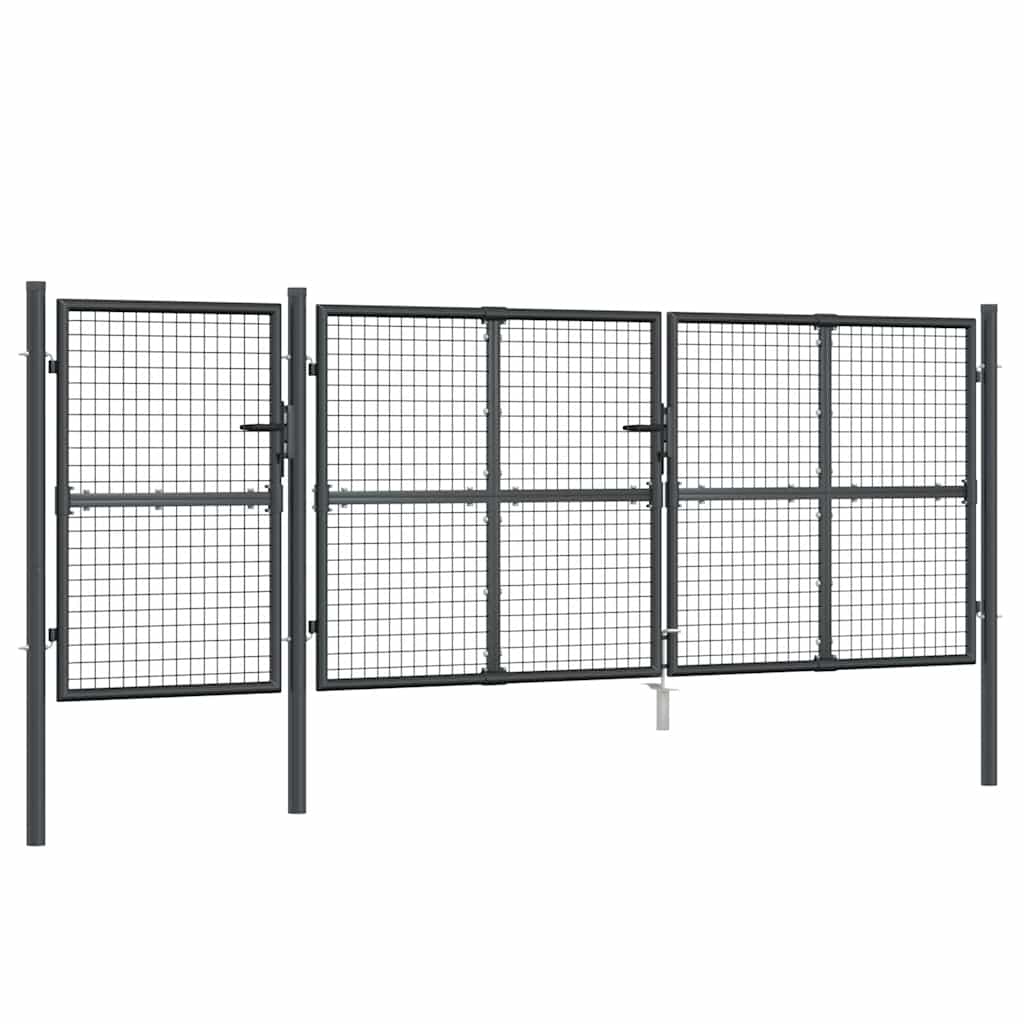 vidaXL Πόρτα Κήπου με Διχτυωτό Υλικό Ανθρακί 400x125 εκ. από Γαλβανισμένο Ατσάλι